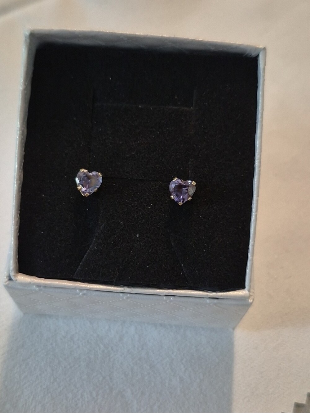 14k gold heart shaped tanzanite stud earrings